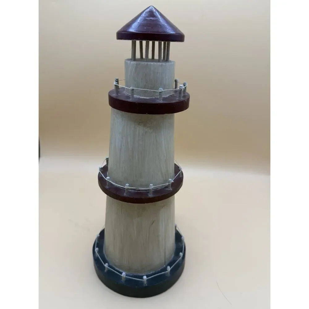 Heritage Mint Ltd Wooden Lighthouse Nautical Coastal Beach Decor 11”